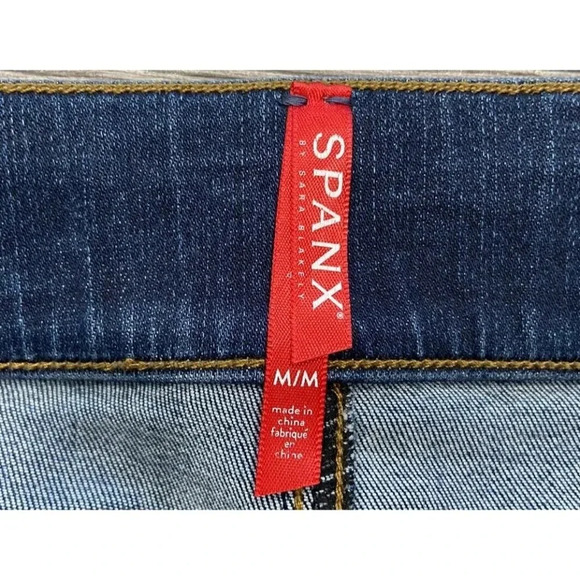 Spanx Jeans Pull On Skinny Slight Distressing Medium M - Picture 2 of 4